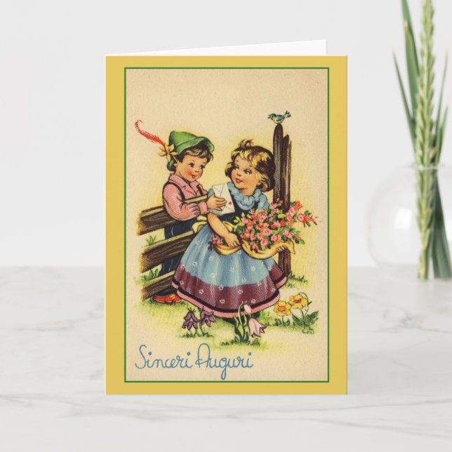 Vintage Sinceri Auguri Italian Birthday Card (Front)
