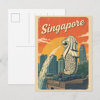 Vintage Singapore The Merlion mascot gifts Postcard