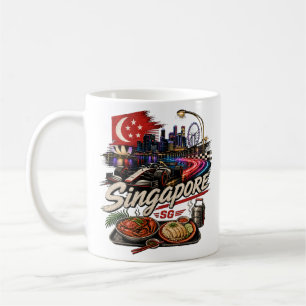 Vintage Singapore Travel Art Landmark Coffee Mug
