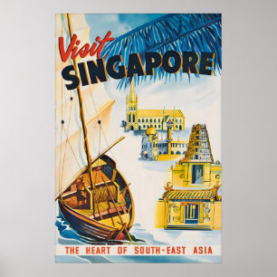 Vintage Singapore Travel Poster Print, Southeast