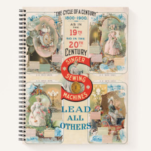 Vintage Singer Sewing Machine Ad Notebook