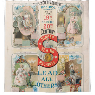 Vintage Singer Sewing Machine Ad Shower Curtain