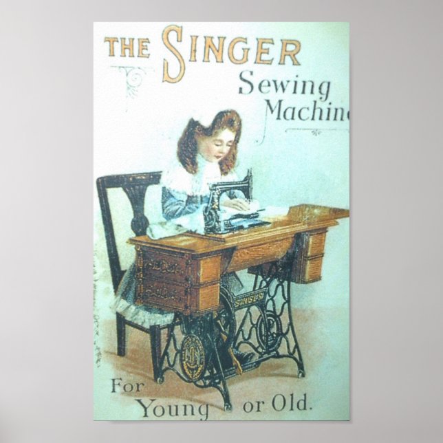 Vintage Singer Sewing Machine Poster (Front)