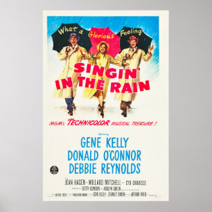 Vintage Singin' In The Rain Musical Comedy Movie Poster