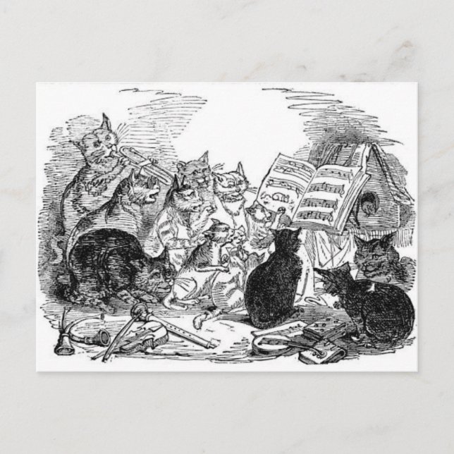 Vintage Singing Cats Postcard (Front)