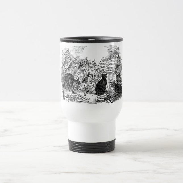 Vintage Singing Cats Travel Mug (Center)