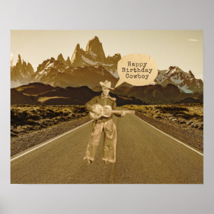 Vintage Singing Cowboy Birthday   Poster