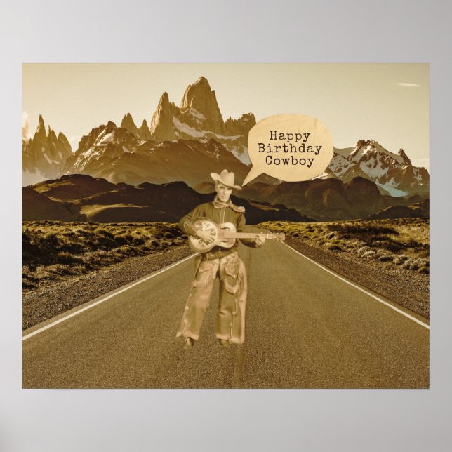 Vintage Singing Cowboy Birthday   Poster (Front)