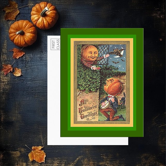 Vintage Singing Pumpkin Man Postcard (Vintage Singing Pumpkin Man Postcard)