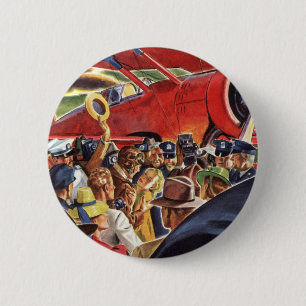 Vintage Single Prop Aeroplane Pilot with Paparazzi 6 Cm Round Badge