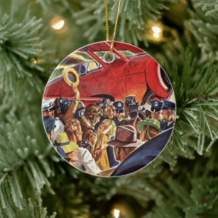 Vintage Single Prop Aeroplane Pilot with Paparazzi Ceramic Tree Decoration