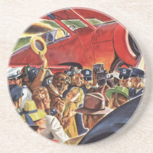 Vintage Single Prop Aeroplane Pilot with Paparazzi Coaster