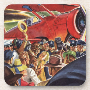 Vintage Single Prop Aeroplane Pilot with Paparazzi Coaster