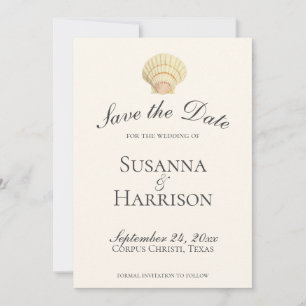 Vintage Single Seashell Wedding Save the Date