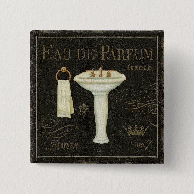 Vintage Sink and Towel 15 Cm Square Badge (Front)