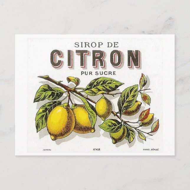 Vintage Sirop de Citron Ad Postcard (Front)