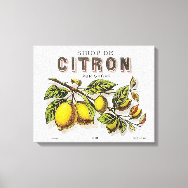 Vintage Sirop de Citron Advertisement Canvas Print (Front)