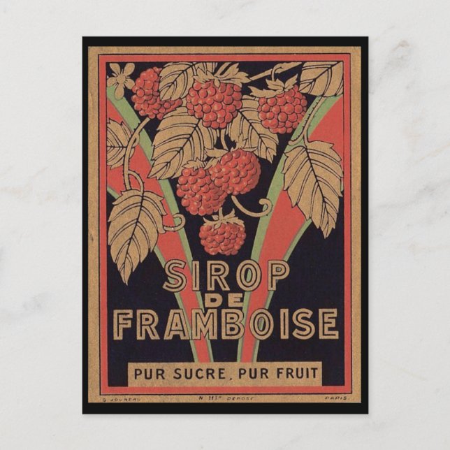 Vintage Sirop de Framboise Ad Postcard (Front)
