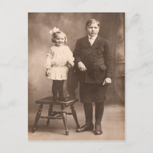 Vintage Sister & Brother Postcard