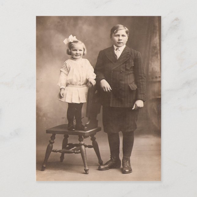 Vintage Sister & Brother Postcard (Front)