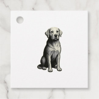 Vintage Sitting Dog Illustration Favour Tags