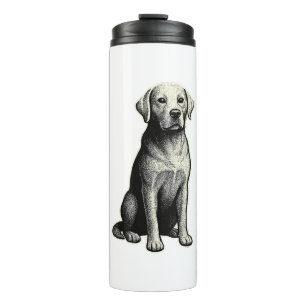 Vintage Sitting Dog Illustration Thermal Tumbler