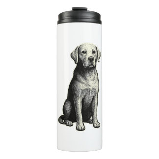 Vintage Sitting Dog Illustration Thermal Tumbler