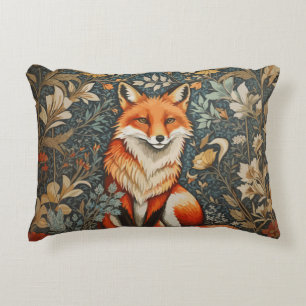 Vintage Sitting Fox William Morris Inspired Floral Decorative Cushion