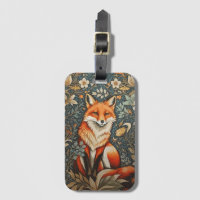 Vintage Sitting Fox William Morris Inspired Floral
