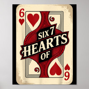 Vintage Six 7 Hearts Of Playing Card Costume  Poster