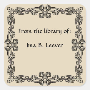 Vintage Six Floral Buds and Vine Bookplate Square Sticker