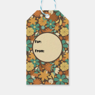Vintage Sixties Flower Power in Brown Gift Tags