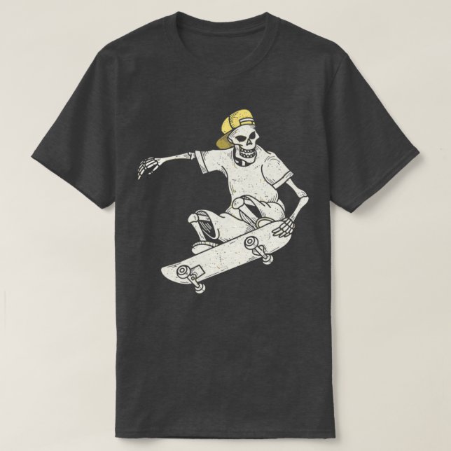 Vintage Skateboard Funny Skateboarding Skeleton 1 T-Shirt (Design Front)