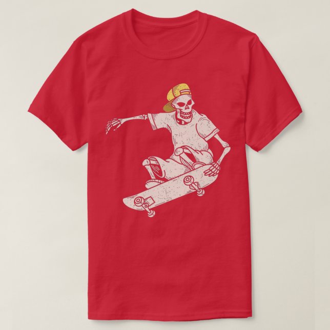 Vintage Skateboard Funny Skateboarding Skeleton T-Shirt (Design Front)