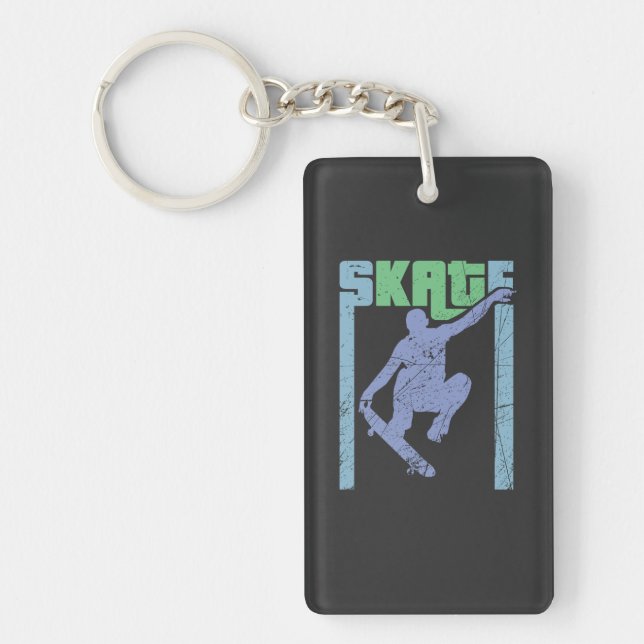Vintage Skateboard Key Ring (Front)