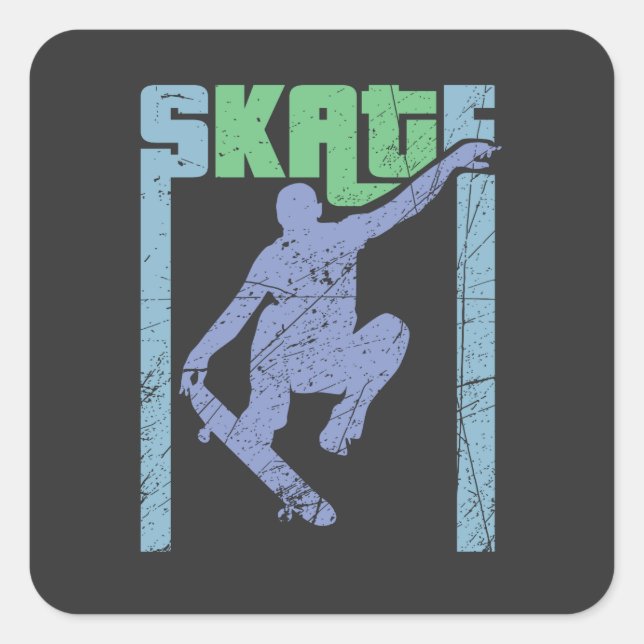 Vintage Skateboard Square Sticker (Front)