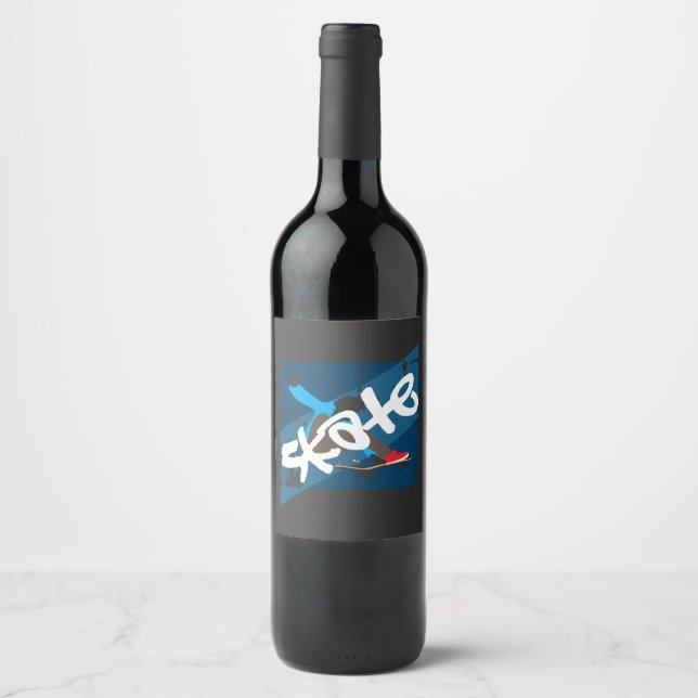 Vintage Skateboard Wine Label (Front)