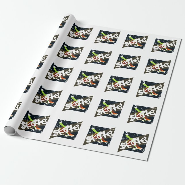Vintage Skateboard Wrapping Paper (Unrolled)