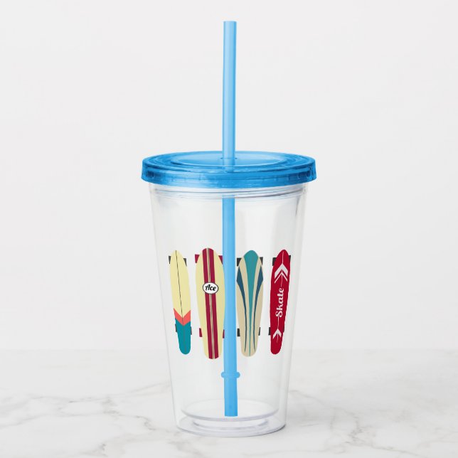 Vintage Skateboards Acrylic Tumbler (Front)