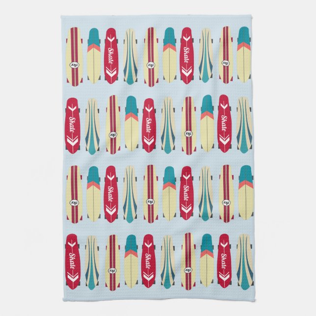 Vintage Skateboards Tea Towel (Vertical)