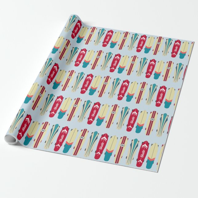 Vintage Skateboards Wrapping Paper (Unrolled)