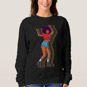 Vintage Skater 70s 80s Retro Roller Skating Girl W Sweatshirt