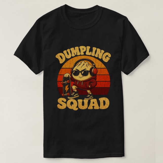  Vintage Skater Dumpling Squad Retro Graphic Tee (Design Front)