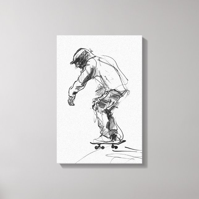 Vintage Skater in Motion Canvas Print (Front)