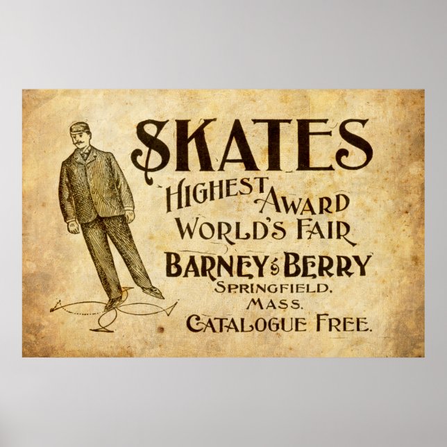 Vintage Skates Ad from 1899 Poster (Front)
