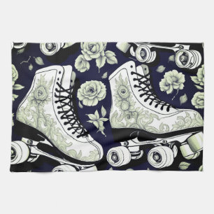 Vintage Skates Black & White Tea Towel