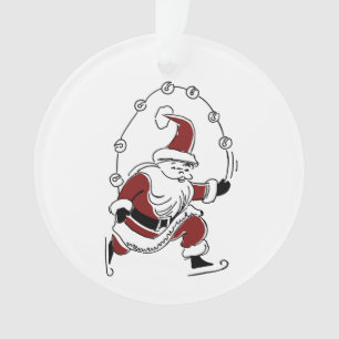 Vintage Skating Santa Christmas Ornament