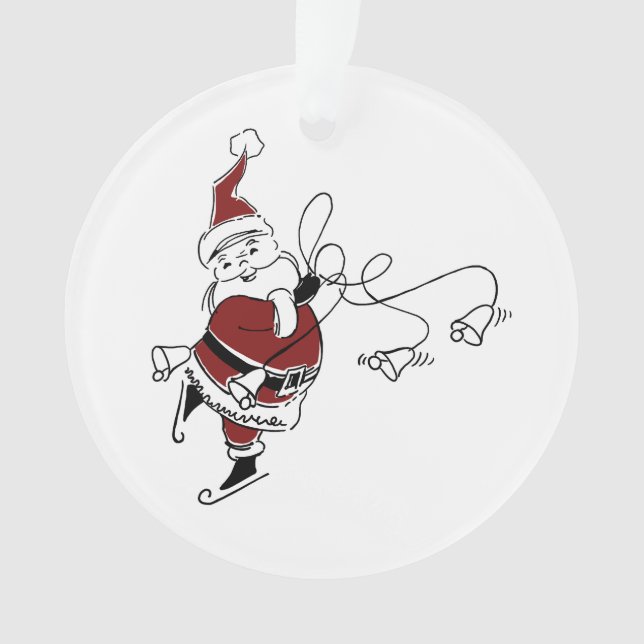 Vintage Skating Santa Ornament (Front)