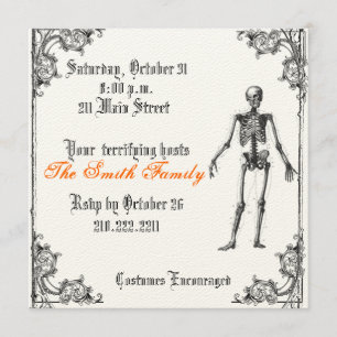 Vintage Skeletal Halloween Invitation