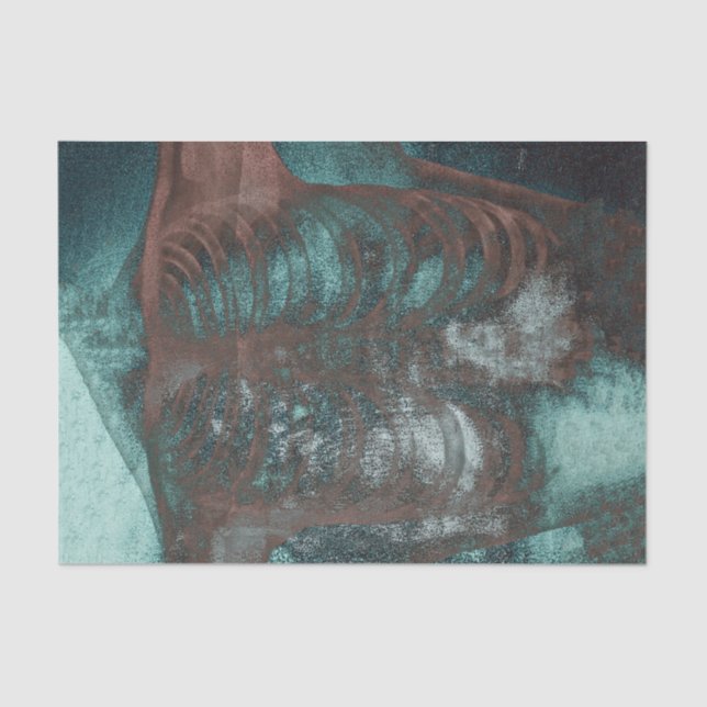 Vintage Skeletal Xray Teal Brown Texture Tissue Paper (Front)